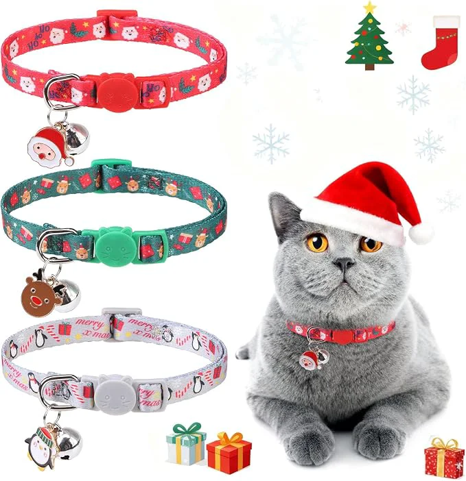 Contemporary 3 Pack Christmas Cat Collars Breakaway Responsible