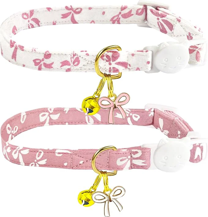 Superior 2 Pack Cotton Breakaway Cat Collars Set Elegant