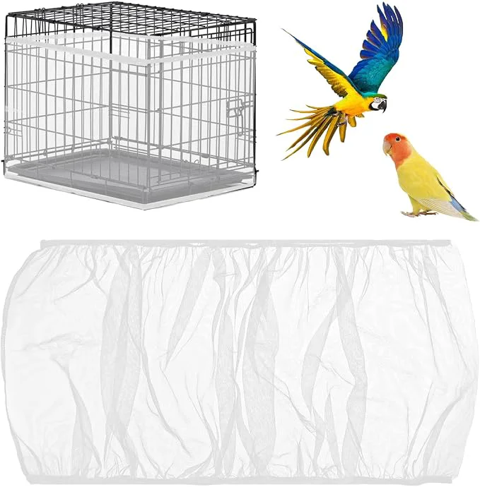Superior 2 PCS Bird Cage Seed Catcher Airy Gauze Bird Cage Cover White Birds Cages Net Fashionable