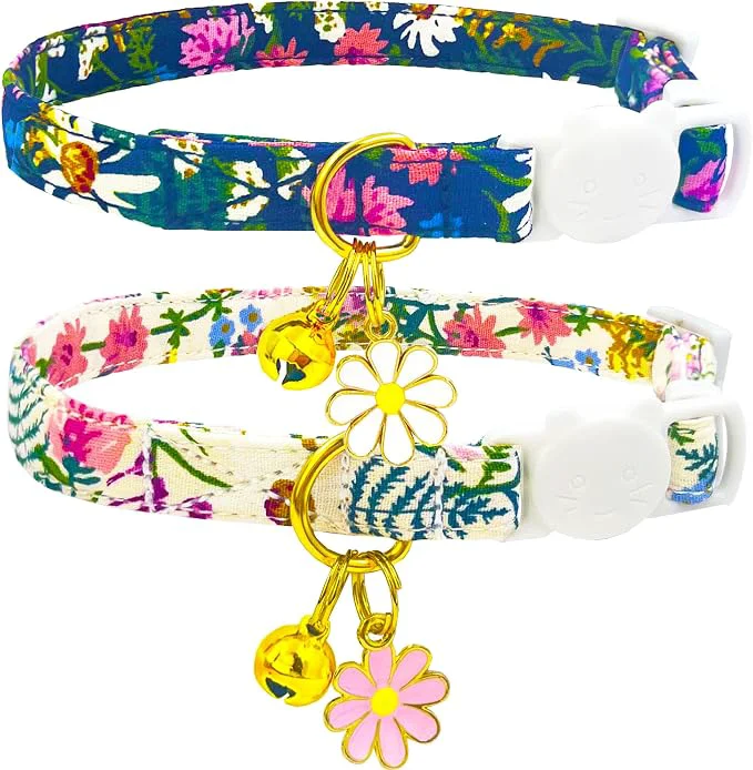 Trendy 2 Pack Cotton Breakaway Cat Collars Set Original