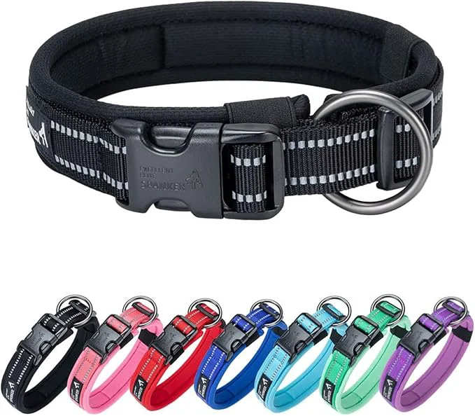 Top-Quality EXCELLENT ELITE SPANKER Reflective Dog Collar Classic Soft Padded Breathable Green