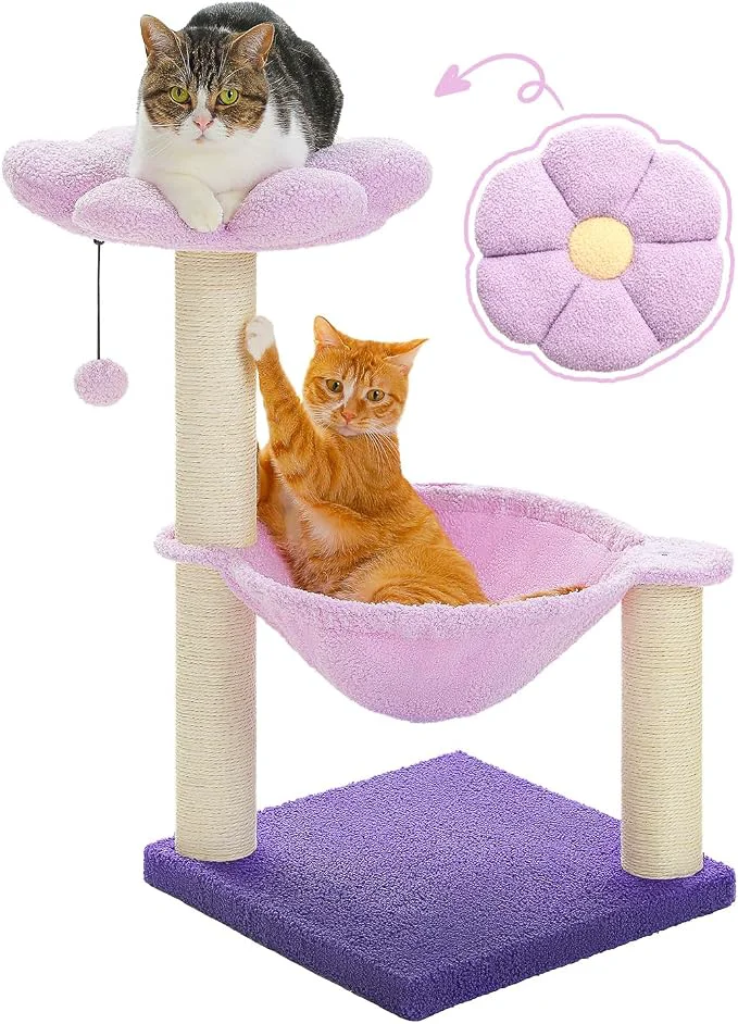 World-Class Flower Cat Scratching Post Replaceable Toy Ball Organic