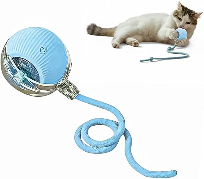 Contemporary Interactive Cat Toy Ball Automatic Intercative Cat Toys for Indoor Cats The 3rd Generation Agile Moving Cat Ball with Elastic Mesh Tail Toys for Indoor Adult Cats Motion Activated Blue About This Solid