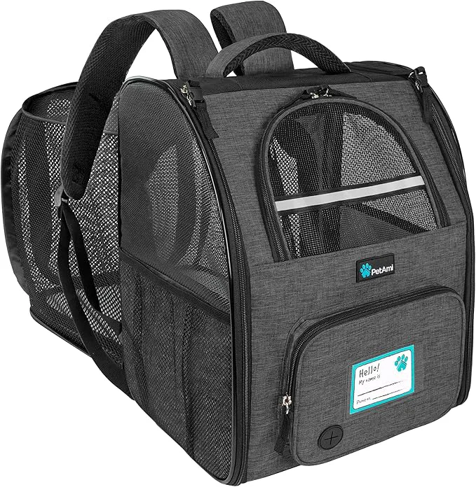 High-Grade PetAmi Dog Cat Backpack Carrier Expandable Pet Carrier Backpack Flexible