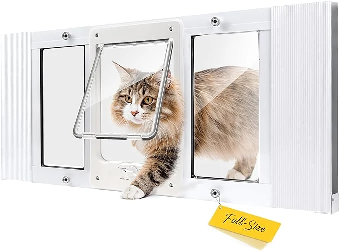 Pure Full-Size Window Pet Door for Cats Small Dogs Width Adjustable Fits Sliding Innovative