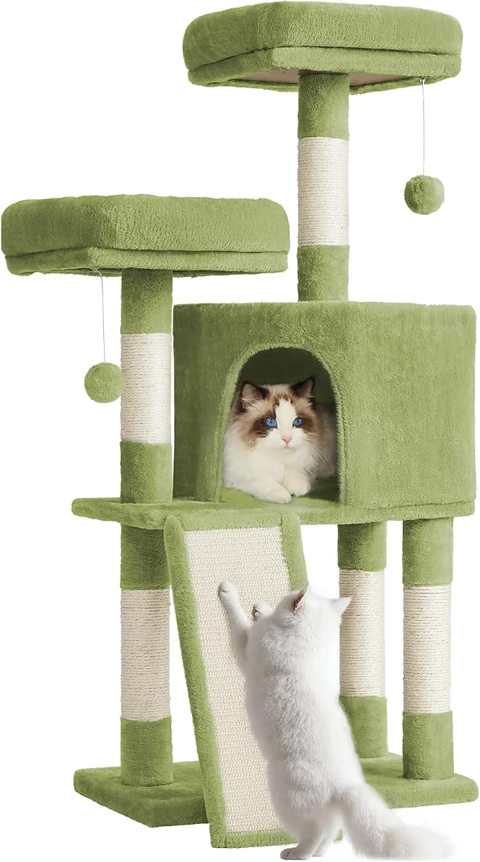 Reliable Feandrea Cat Tree 45.3-Inch Cat Tower Plush Condo Pure