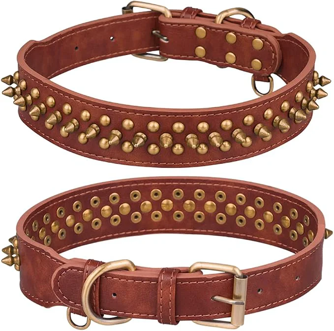 Stylish Spiked Dog Collar Soft Pu Leather Mushrooms Rivet Spike Studded Puppy Trusted