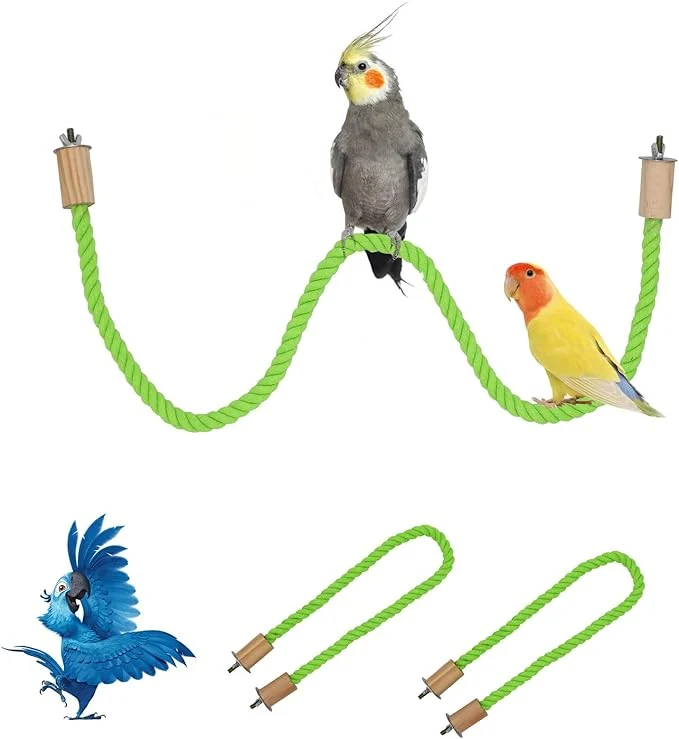 Fashionable 2 Pack Bird Rope Swing Chewing Toy Hemp Perch Swing Cage Standing Climbing Modern