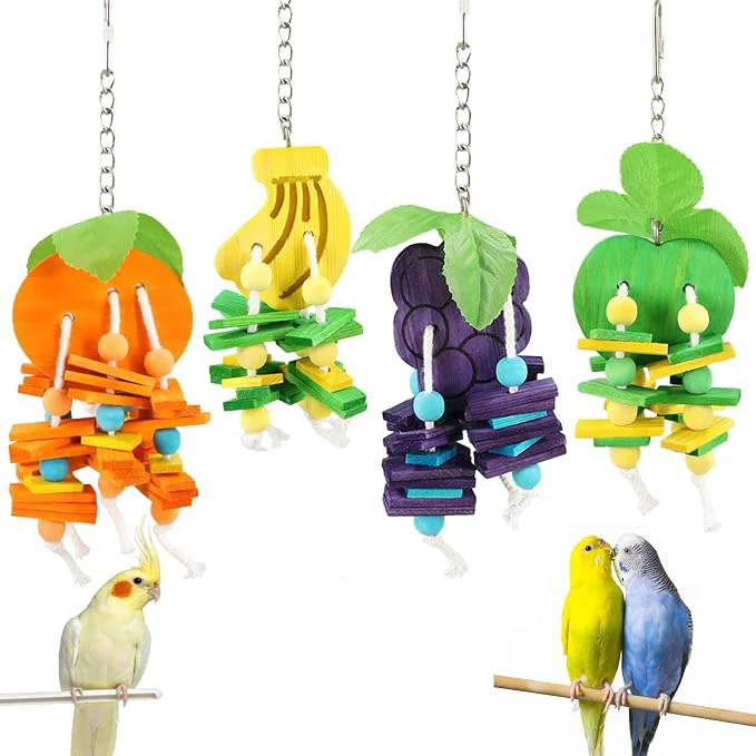 Specialty JSLZF Bird Chewing Toy for Parrot Cockatiel Conure Wood Block Cage Hanging Sophisticated