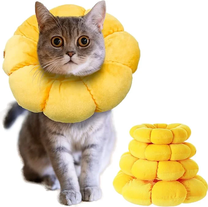 High-Quality KUDES Cat Small Dog Recovery Collar Cute Sunflower Neck Cone After Surgery Fashionable