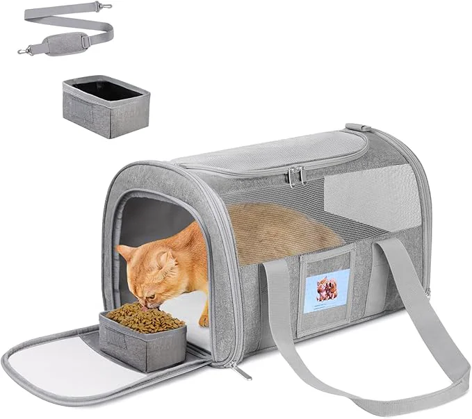 Flexible Cat Carrier Soft for Pets Up to 15 Lbs Cat Travel Bag Long-Lasting