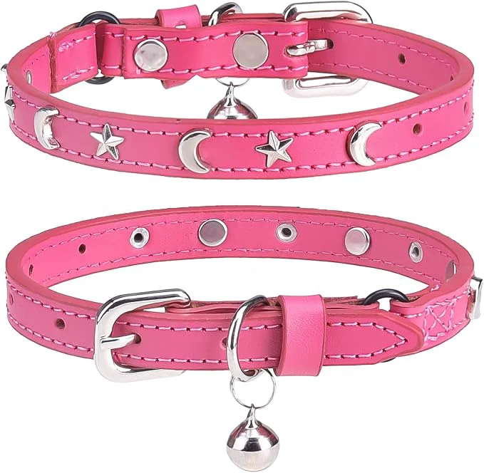 Solid Leather Cat Collars for Boy Girl Cats Professional