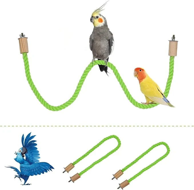 Durable 2 Pack Bird Hemp Rope Perch Swing Bird Cage Stand Pole Accessories Paw Expertly Made