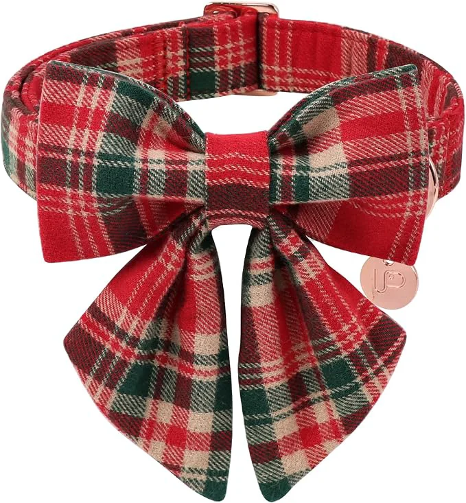 Classic Christmas Plaid Dog Collar Long-Lasting
