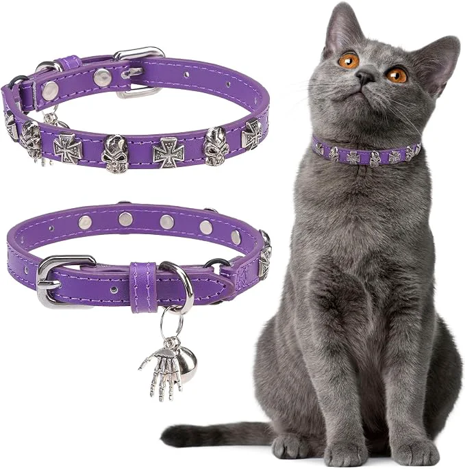Responsible EXPAWLORER Leather Cat Collar for Girl Boy- Adjustable Pet Collar Trendy