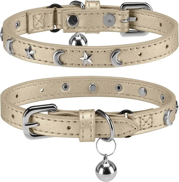 Comfortable Leather Cat Collars for Boy Girl Cats High-Grade