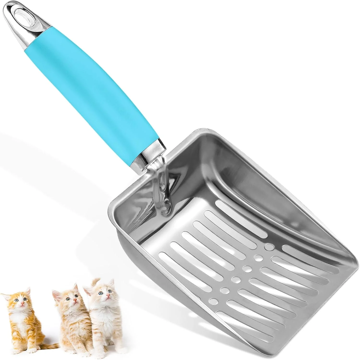 Top-Quality Cat Litter Scoop - Stainless Steel Metal Cat Litter Scoop-Sturdy Mesh Scooper - Mesh Shovel-Easy to Clean - Suitable for Cat Litter Box -Blue Prestigious