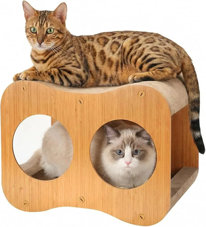 Stylish Avont Cat Scratcher House 2-in-1 Scratch Cardboard Scratching Pad for Indoor Cats Double-Layer Scratch Box and Corrugated Board for Kitty -CurvedAbout ThisOverview Quality