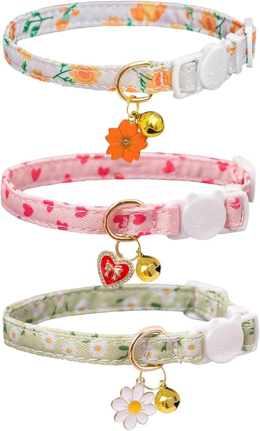 Contemporary Cat Collar Breakaway with Bells 3 Pack Safety Adjustable Pet Collars Advanced