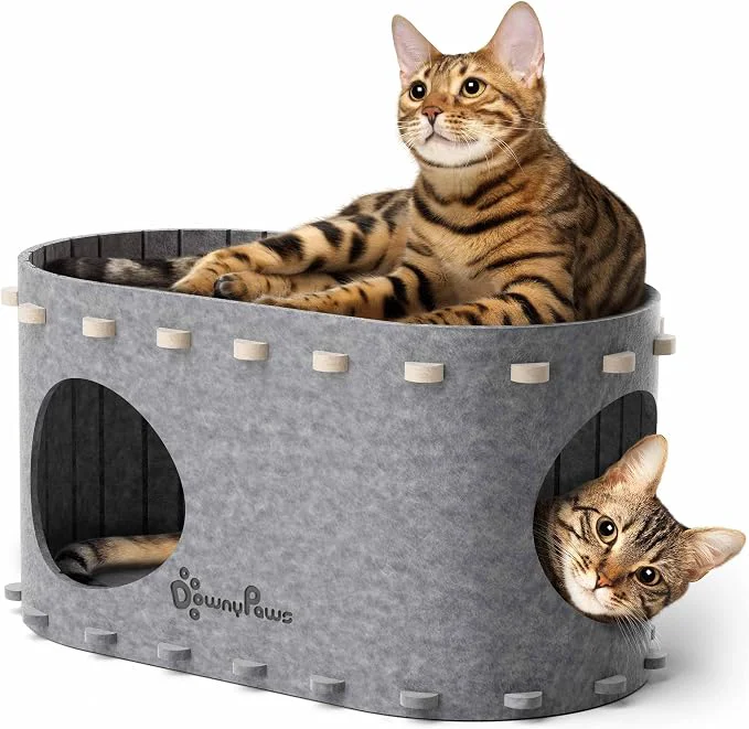 Stylish DownyPaws Cat House for Indoor Cats Cat Bed Cave for Multiple Large Cats Up Dependable