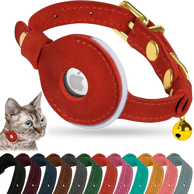 Contemporary OOPSDOGGY Reflective Leather AirTag Cat Collar Relaxed