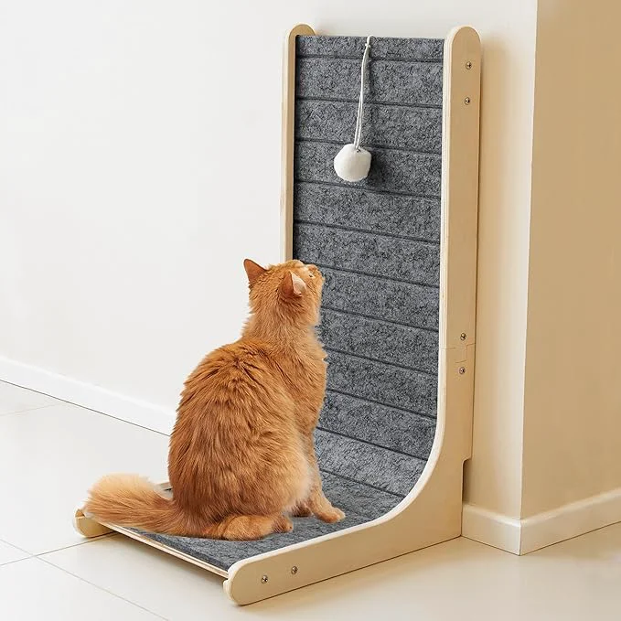 World-Class PETKARAY Felt Cat Scratcher Vertical Cat Scratching Carpet Scratch Resistant Couch Felt Scratcher Slot- Scratch Pad with Toy Ball Dark GreyAbout ThisOverview Trusted
