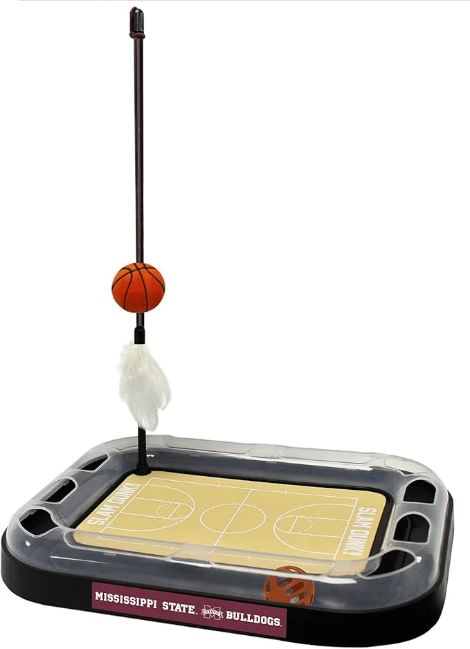 Relaxed Cat Scratch Toy NCAA Mississippi State Bulldogs Reversible Basketball Court Felt Cardboard Cat Scratcher Toy. Interactive Cat Ball Bell. 6-in-1 CAT Toy Cat Wand Poll Catnip-Filled Plush BasketballAbout This First-Class