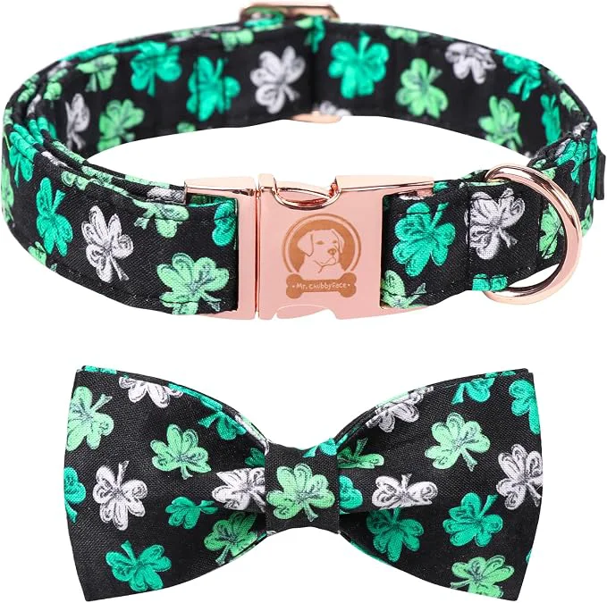 Advanced MR. CHUBBYFACE St.Patrick's Clover Dog Collar High-Performance