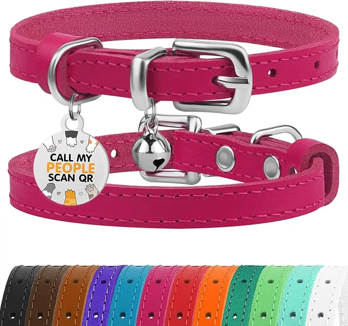 Relaxed BRONZEDOG Leather Cat Collar Durable