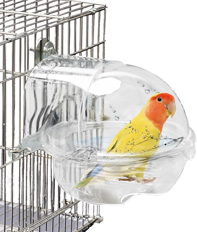 Environmentally Friendly kathson Bird Bath Box for Cage Parakeet Bath Tub Parrot Hanging Bathtub Cube Professional