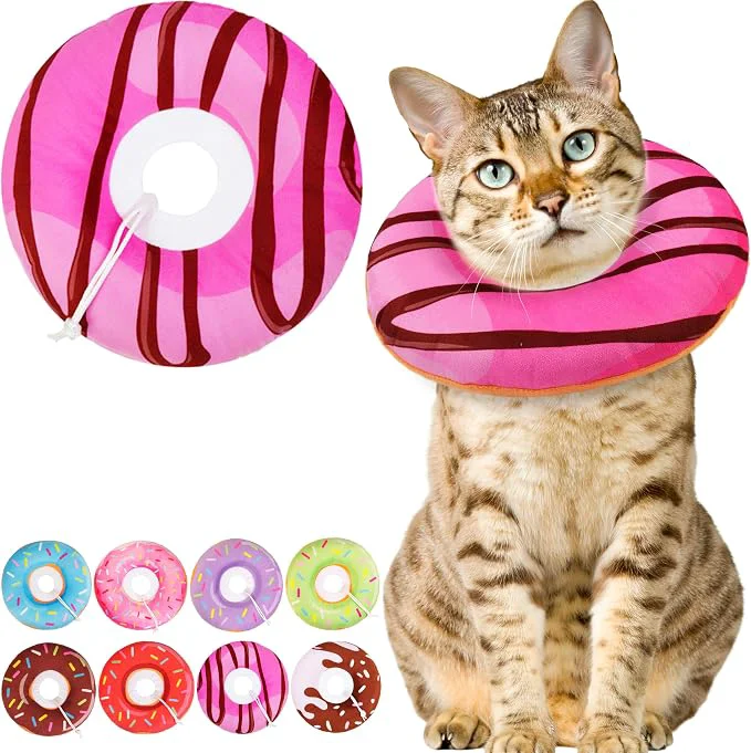 Classic Cat Cone Collar Soft Cute Cat Donut Collar After Surgery Adjustable Kitten Efficient