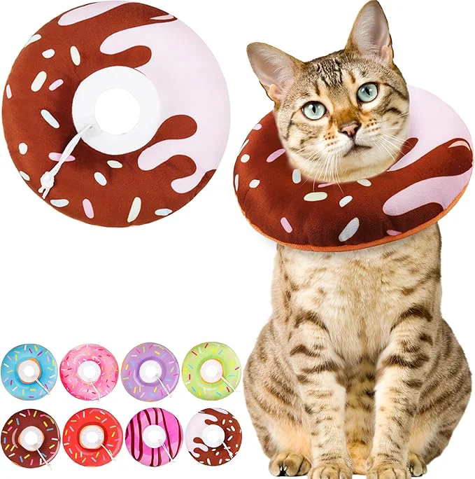 Advanced Cat Cone Collar Soft Cute Cat Donut Collar After Surgery Adjustable Kitten Crafted