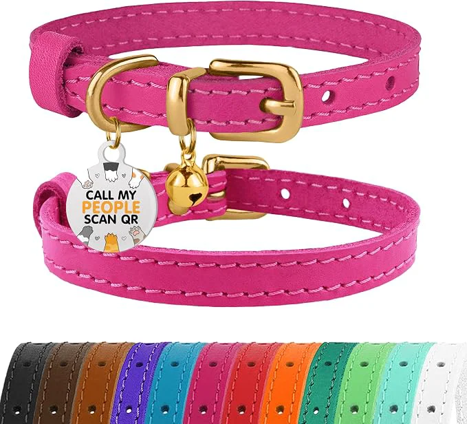 Smart BRONZEDOG Leather Cat Collar Optimized