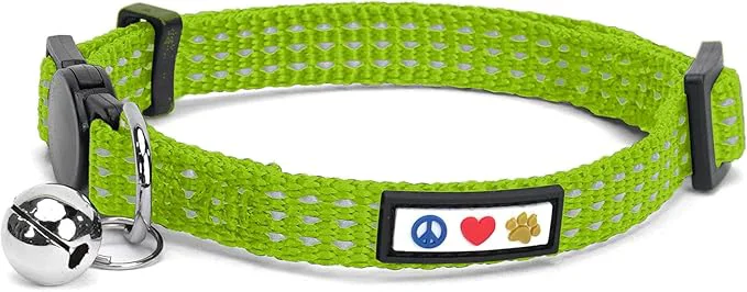Comfortable Pawtitas Reflective Green Cat Collar Modern