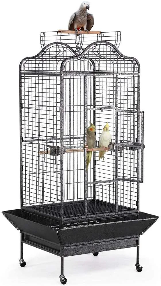 Consistent Yaheetech 63'' Bird Cage with Stand Wrought Iron Rolling Open Play Top Large Recyclable