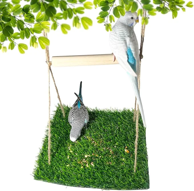 Solid FlidRunest Bird Swing Mat with Wood Perch Lawn Swing Hammock Proven