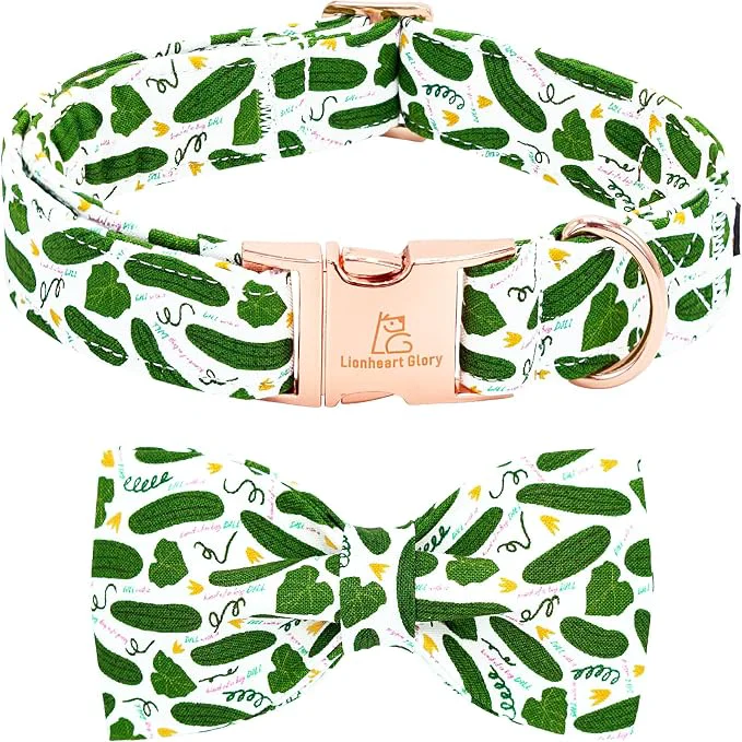Trusted Lionheart glory Dog Bow Collar Cucumbers Print Dog Collar Durable