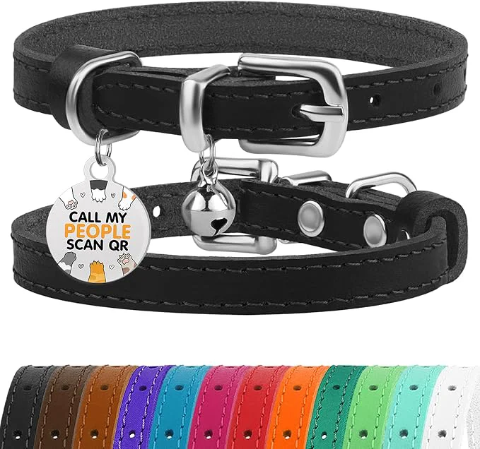 Unique BRONZEDOG Leather Cat Collar Healthy