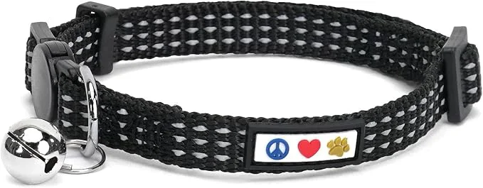 Classic Pawtitas Reflective Black Cat Collar Versatile