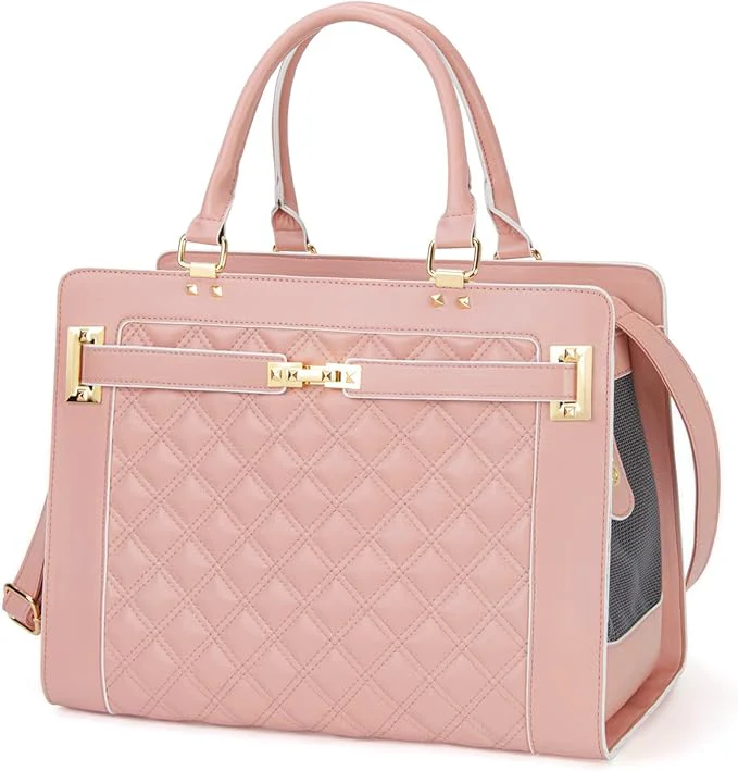 Excellent Fashion Pet Carrier Dog Cat Carrier Purse Soft-Sided Leather Handbag Pet Tote Authentic