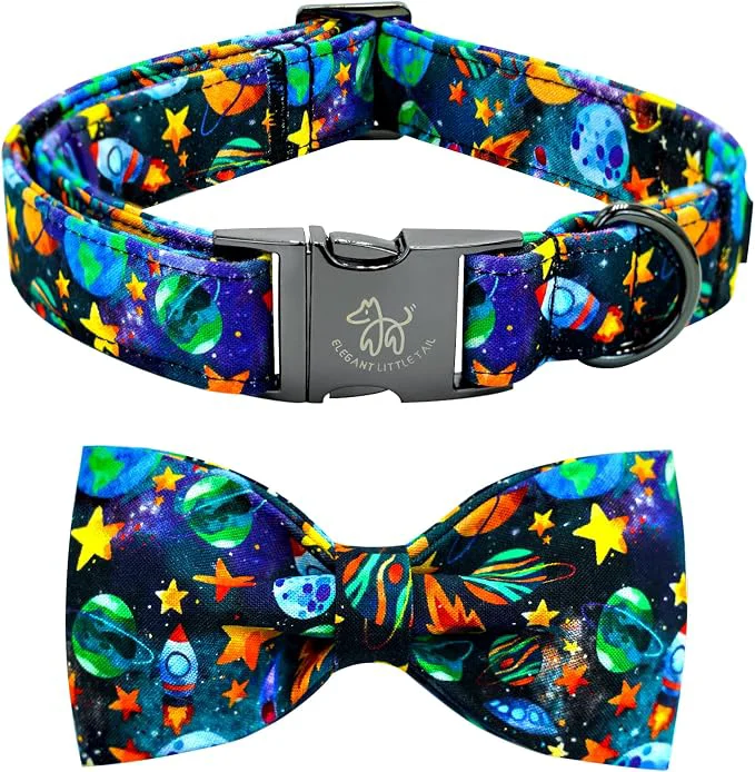 Versatile Elegant little tail Dog Collar Boy Pet Collrs Blue Durable Soft Bowtie Dog Elite