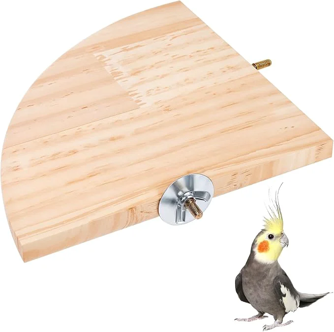Convenient Bird Perch Platform Stand Wooden Parrot Perch Corner 6.7 Inches Fan Shape Versatile