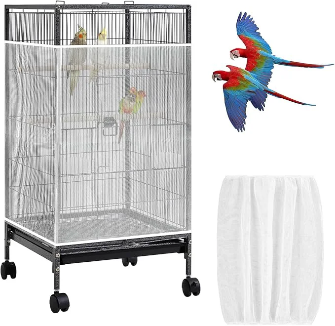 Long-Lasting Universal Bird Cage Seed Catcher Net Stretchy Band Skirts Bird Cage Net Crafted