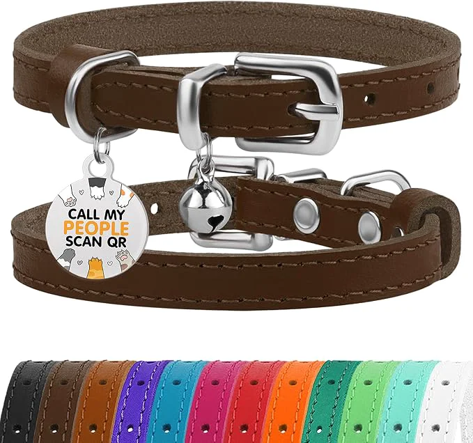 Convenient BRONZEDOG Leather Cat Collar Eco-Friendly