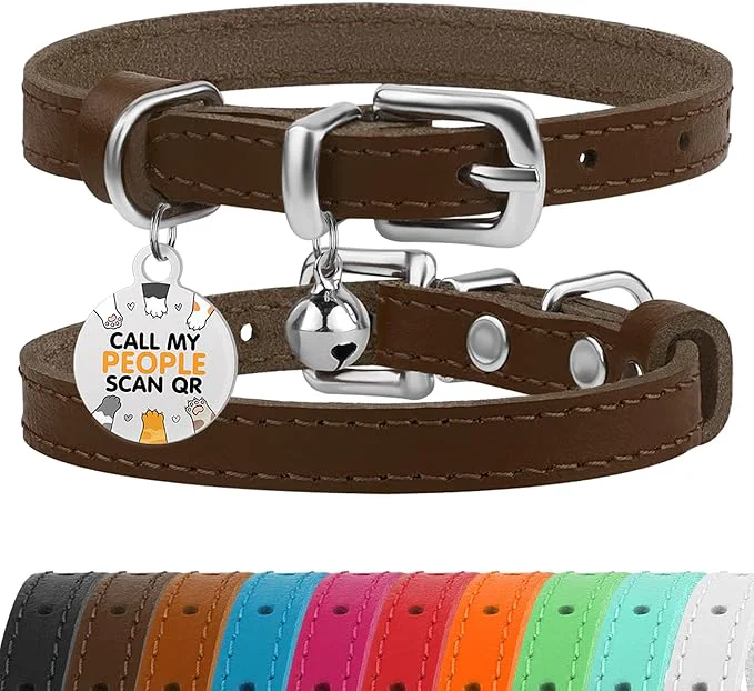 Excellent BRONZEDOG Leather Cat Collar Refined