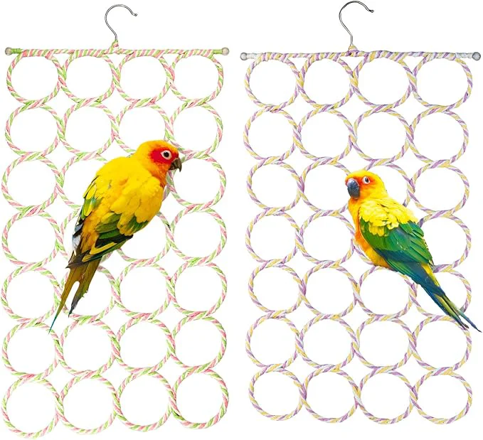 Flexible 2 Packs Parrot Swing Hanging Toys Bird Climbing Rope Net Ladders Small Medium Reusable