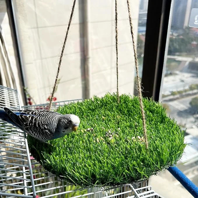 Innovative FlidRunest Large Bird Foraging Mat Toys Natural Bird Grass Hammock Swing Toy Crafted