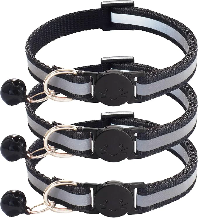 Easy-to-Use 3 Pack Reflective and Breakaway Cat Collars Pure