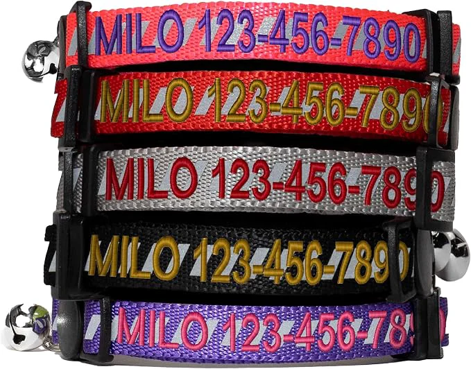 World-Class Pawtitas Personalized Pink Reflective Cat Collar – Adjustable Custom Collar Expertly Made