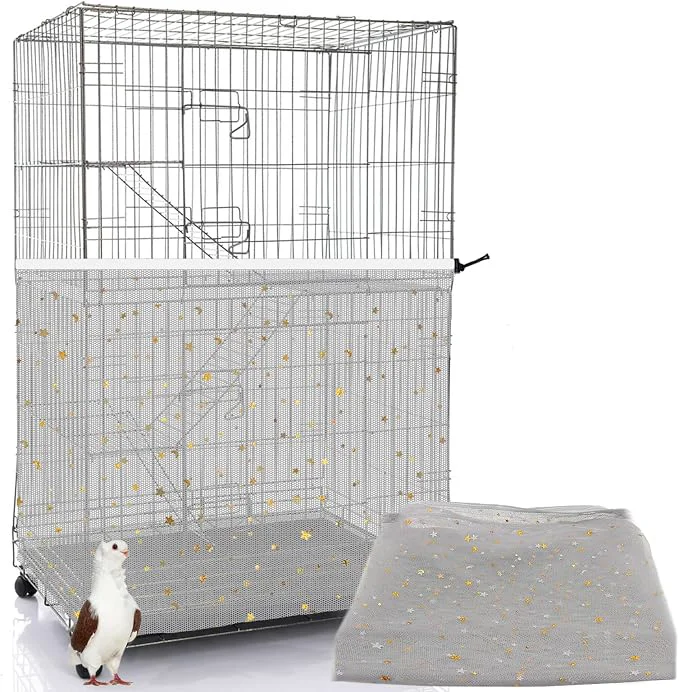Crafted Bird Cage Seed Catcher 60-118'' Large Bird Cages Cover 31.5'' H Adjustable Dependable